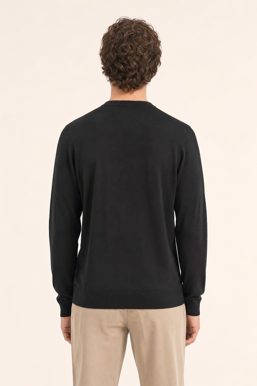 Maglia Girocollo Diktat Merinos Seta Cashmere - Nero