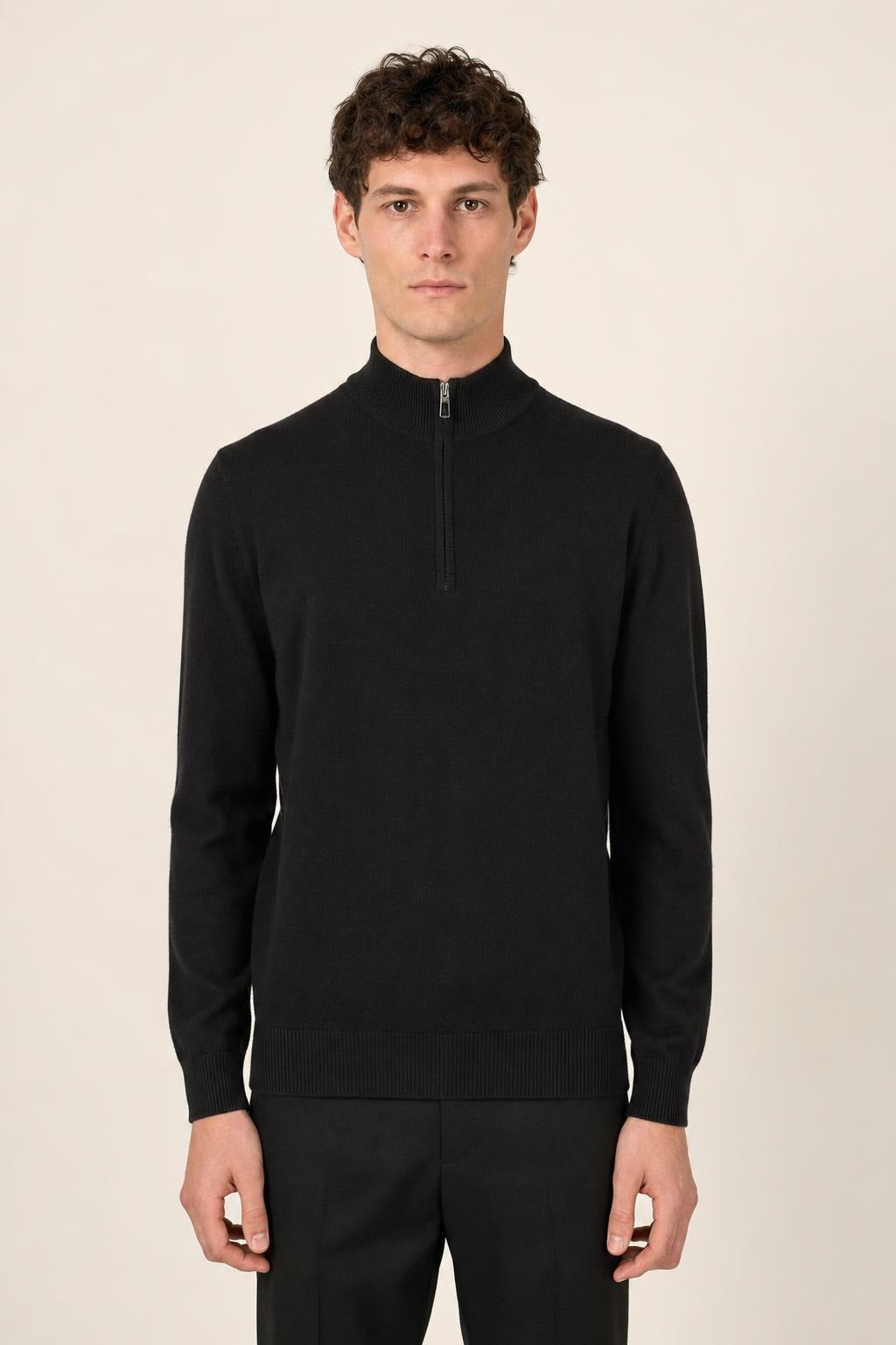Maglia Mezza Zip Diktat Premium Cashmere Blend - Blu Notte