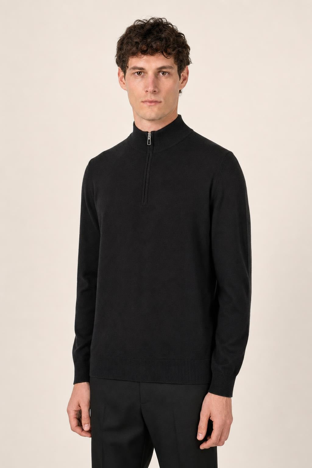 Maglia Mezza Zip Diktat Premium Cashmere Blend - Blu Notte