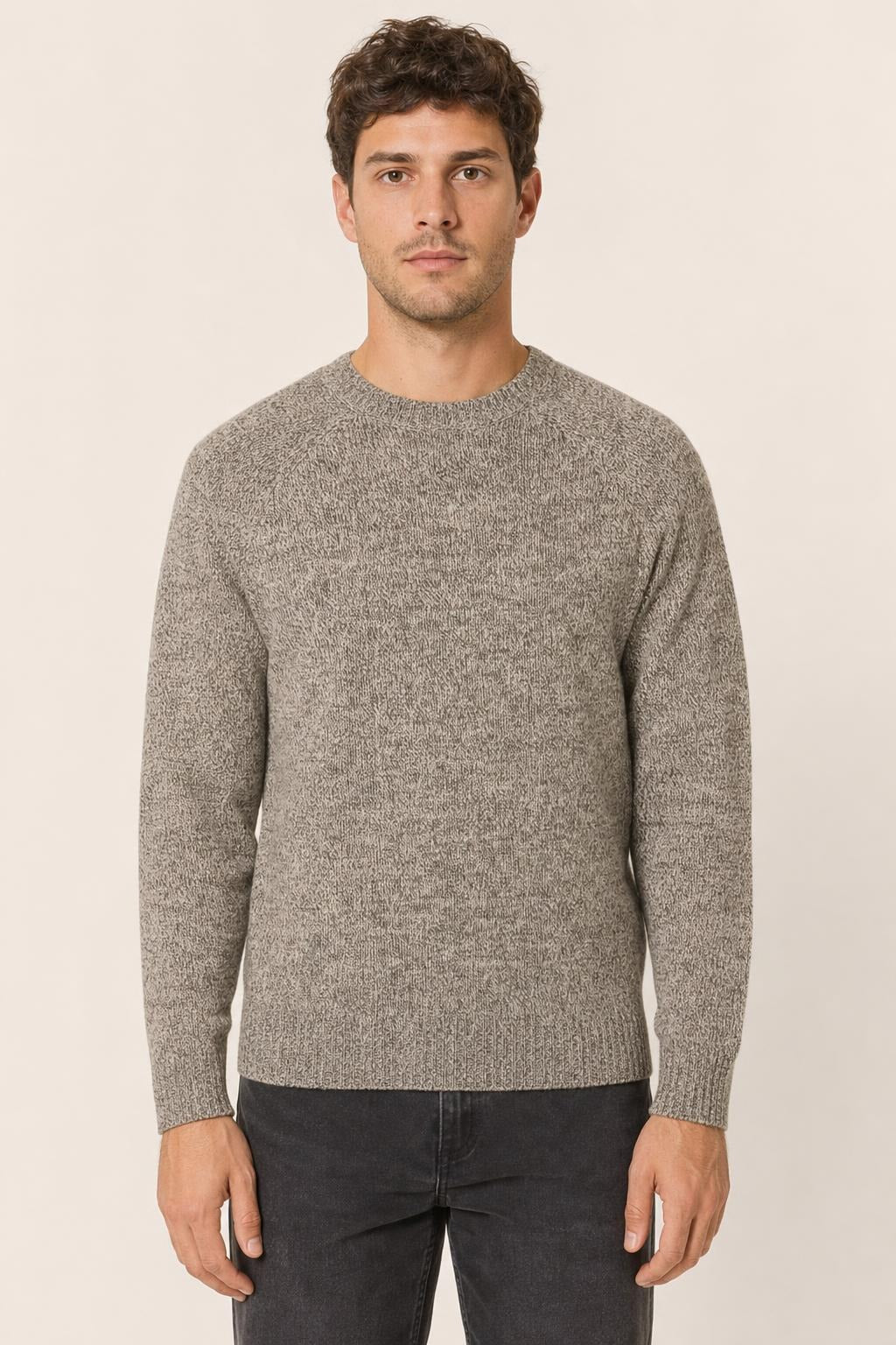 Maglia Girocollo Diktat Moulinè Cashmere Blend - Grigio