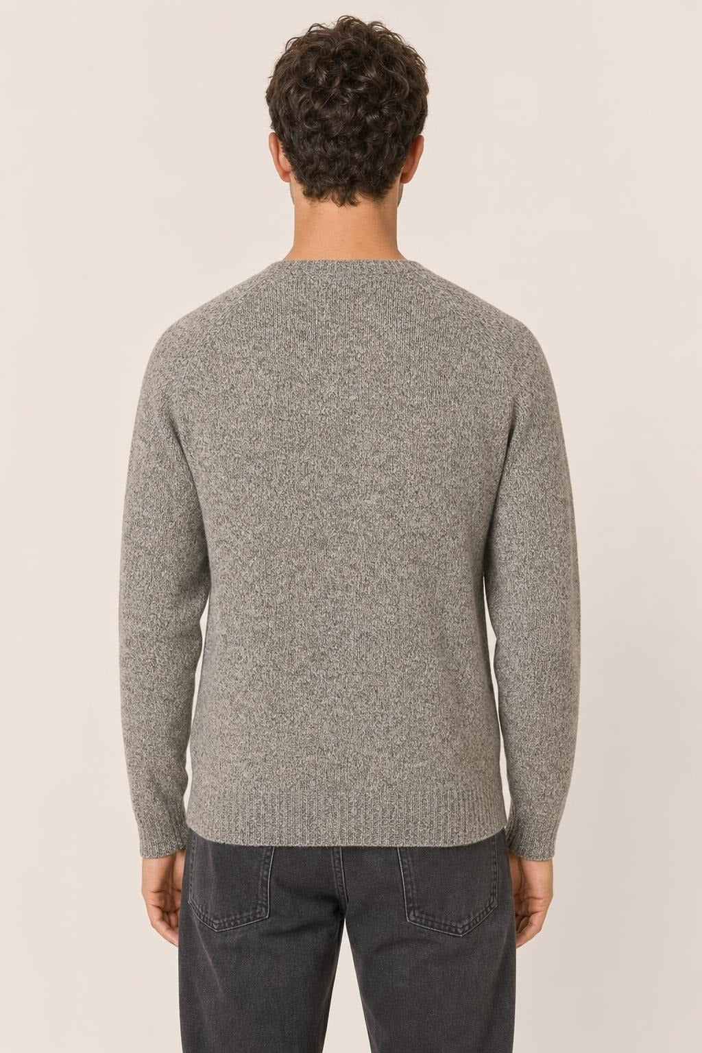 Maglia Girocollo Diktat Moulinè Cashmere Blend - Grigio