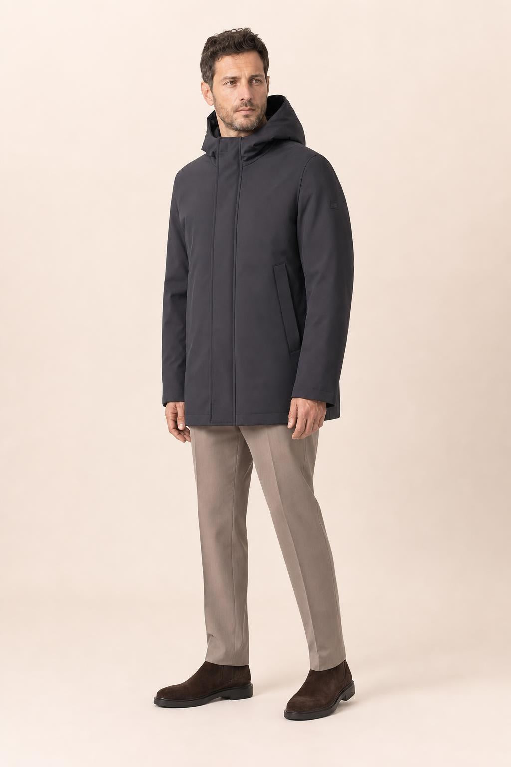 DUNO - GIACCONE INVERNALE CON CAPPUCCIO DA UOMO - NAVY