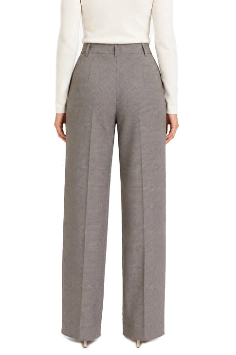 PANTALONI IN MISTO VISCOSA FIT REGOLARE CON PIEGHE STIRATE DONNA MARRONE
