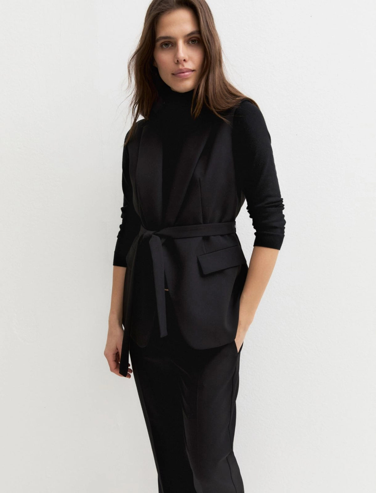 Gilet in doppio stretch - NERO