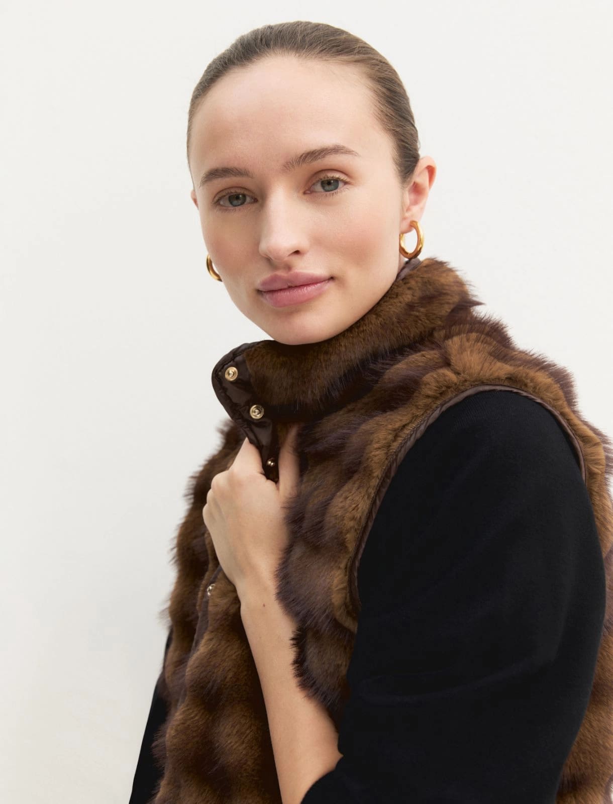 Gilet in furry EMME Marella color cognac