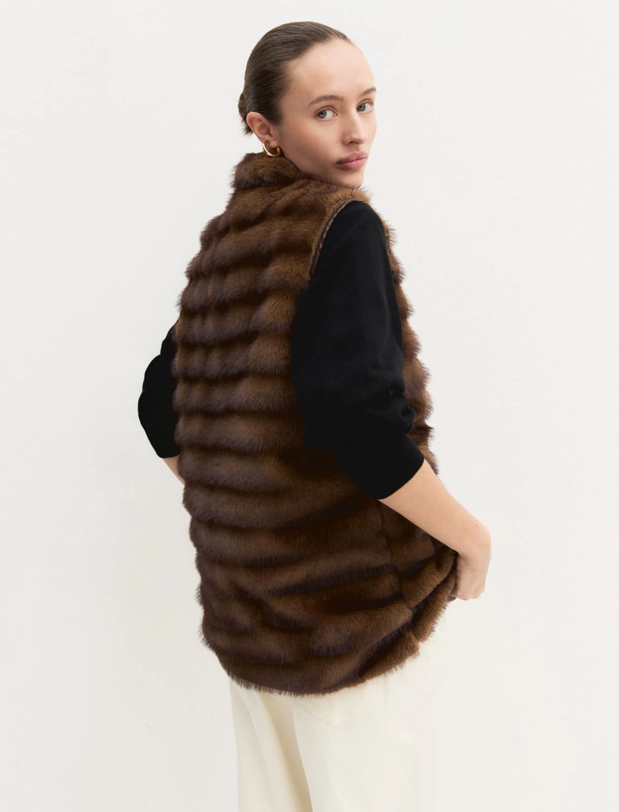 Gilet in furry EMME Marella color cognac