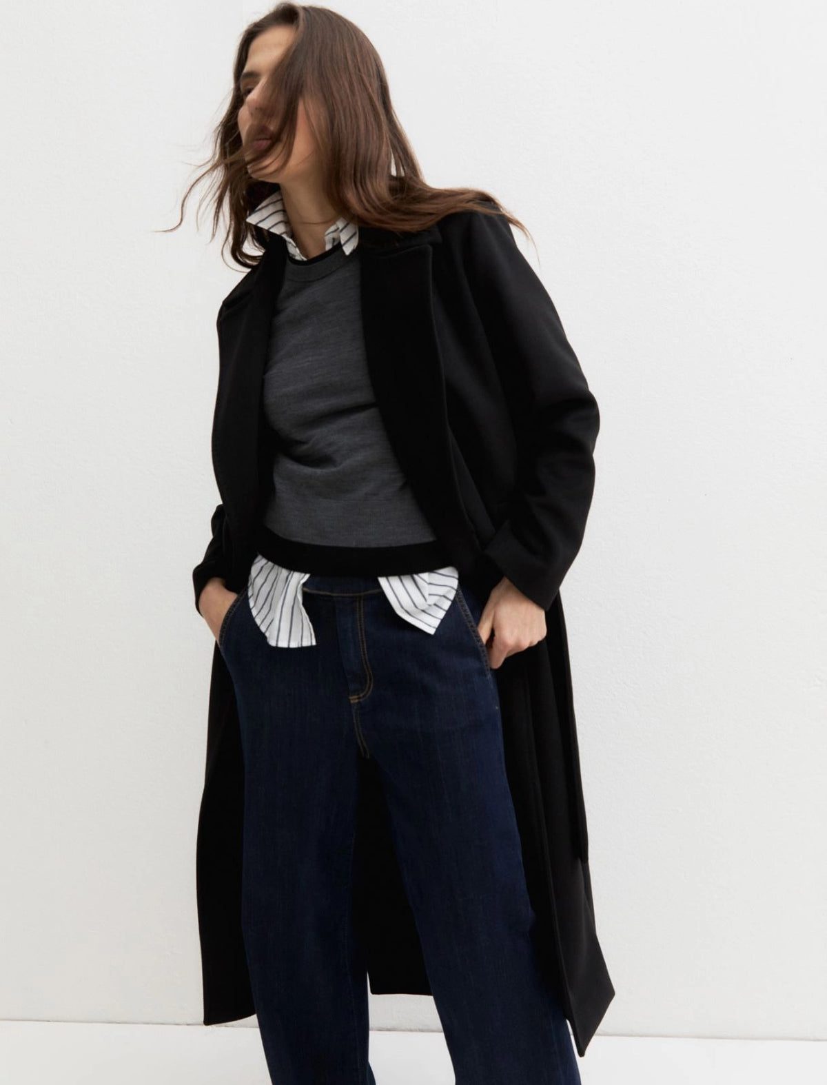 Cappotto in jersey panno soft - NERO