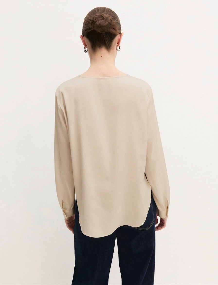 Blusa in raso stretch - BEIGE