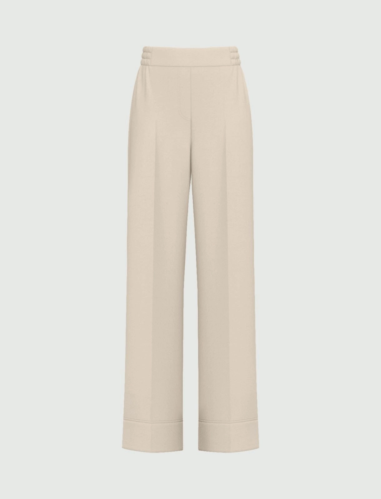 Pantalone dritto in flanella stretch - ECRU`