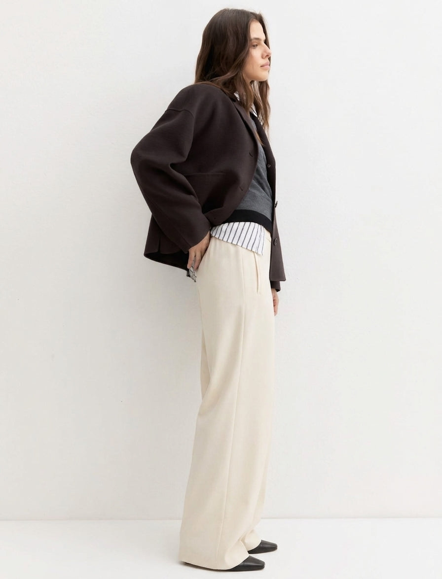 Pantalone dritto stretch - PANNA