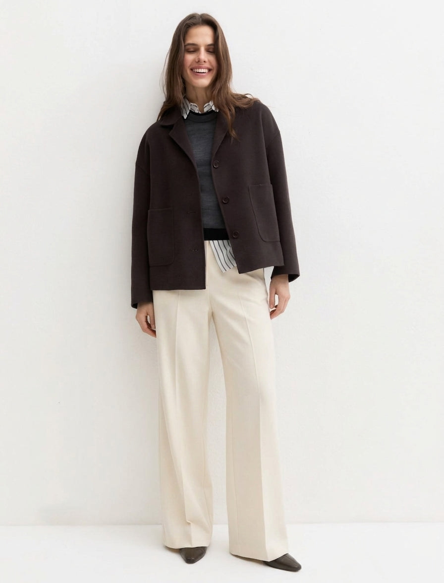Pantalone dritto stretch - PANNA