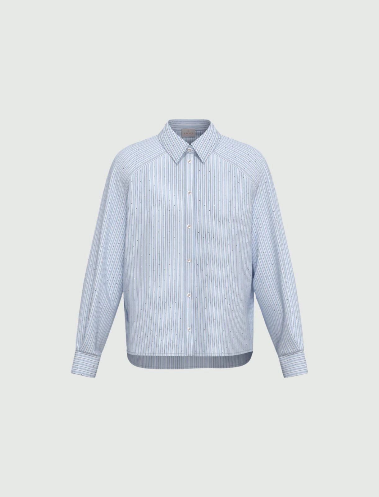 Camicia ampia in popeline stretch - AZZURRO