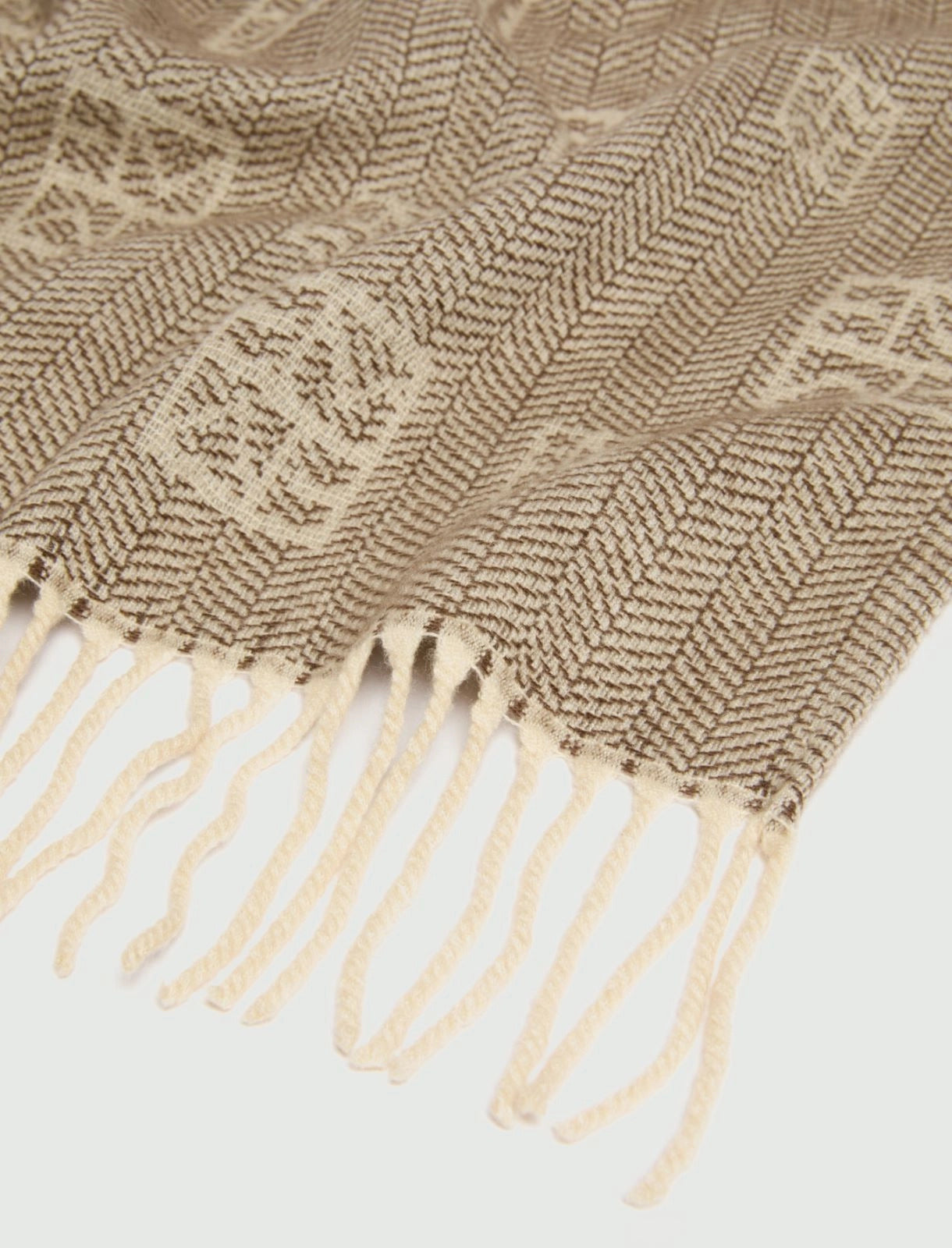 Poncho jacquard con frange - CAMMELLO