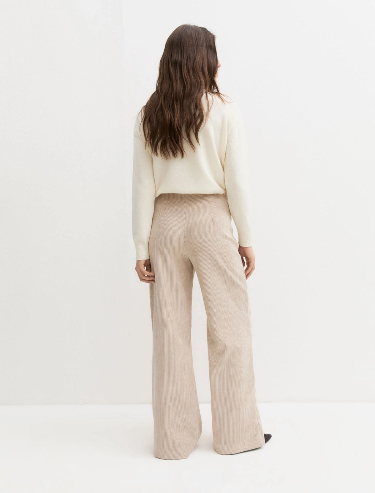 Pantalone in velluto a coste stretch - PANNA