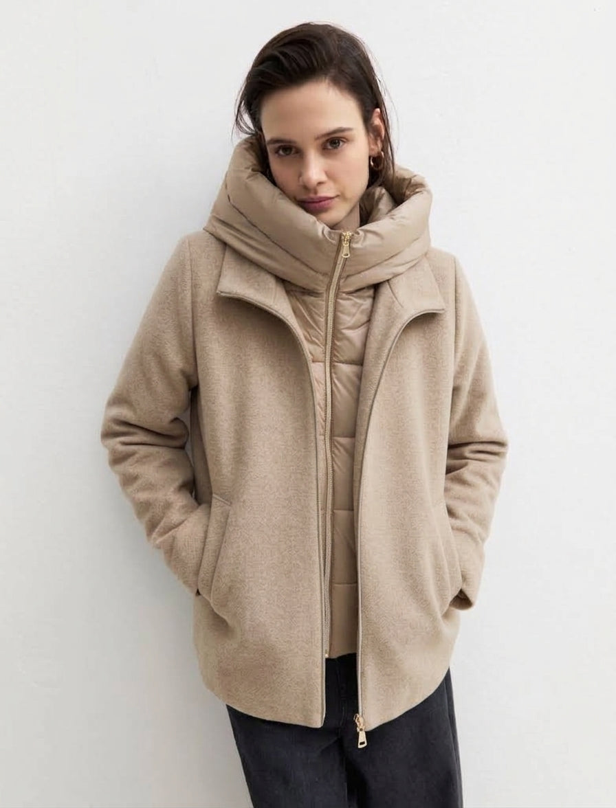 Capospalla in panno soft imbottito - Beige