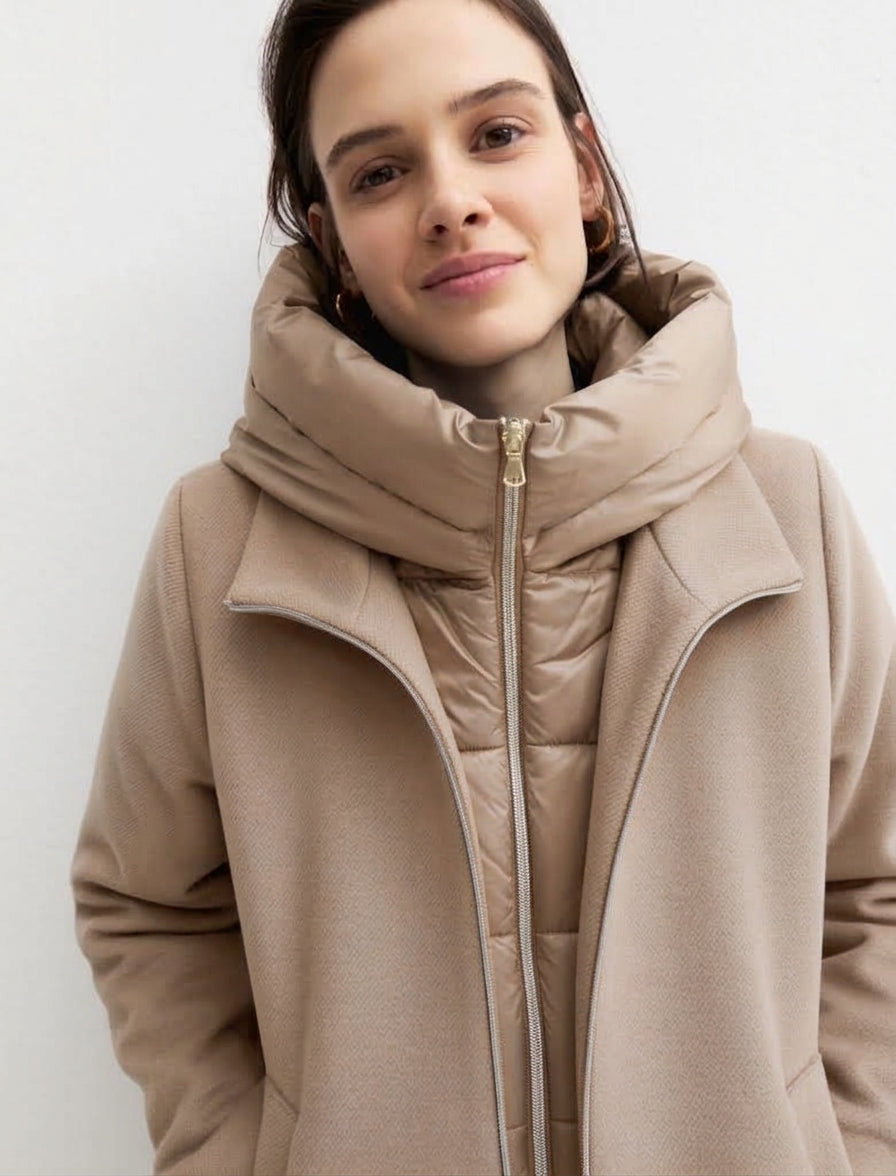 Capospalla in panno soft imbottito - Beige