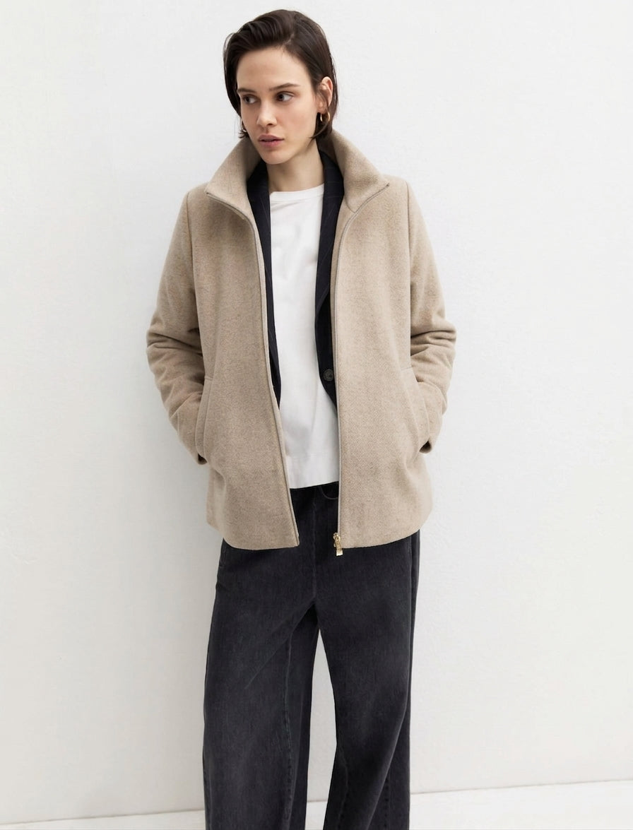 Capospalla in panno soft imbottito - Beige