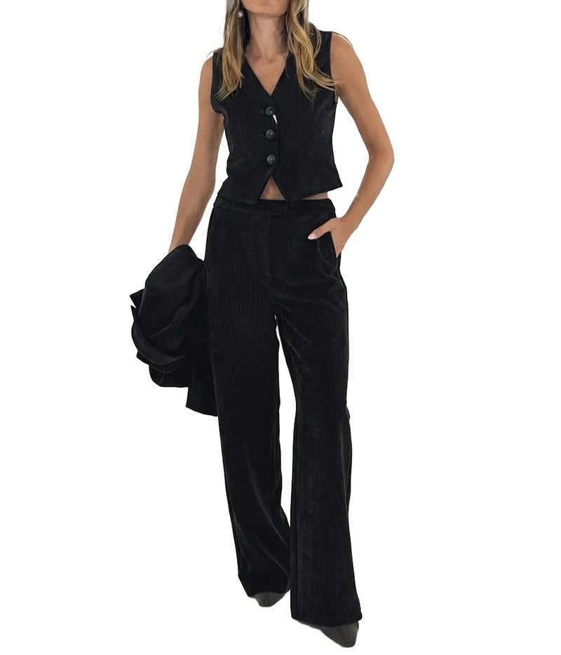 Gilet con pantalone in velluto a coste emmtirsi