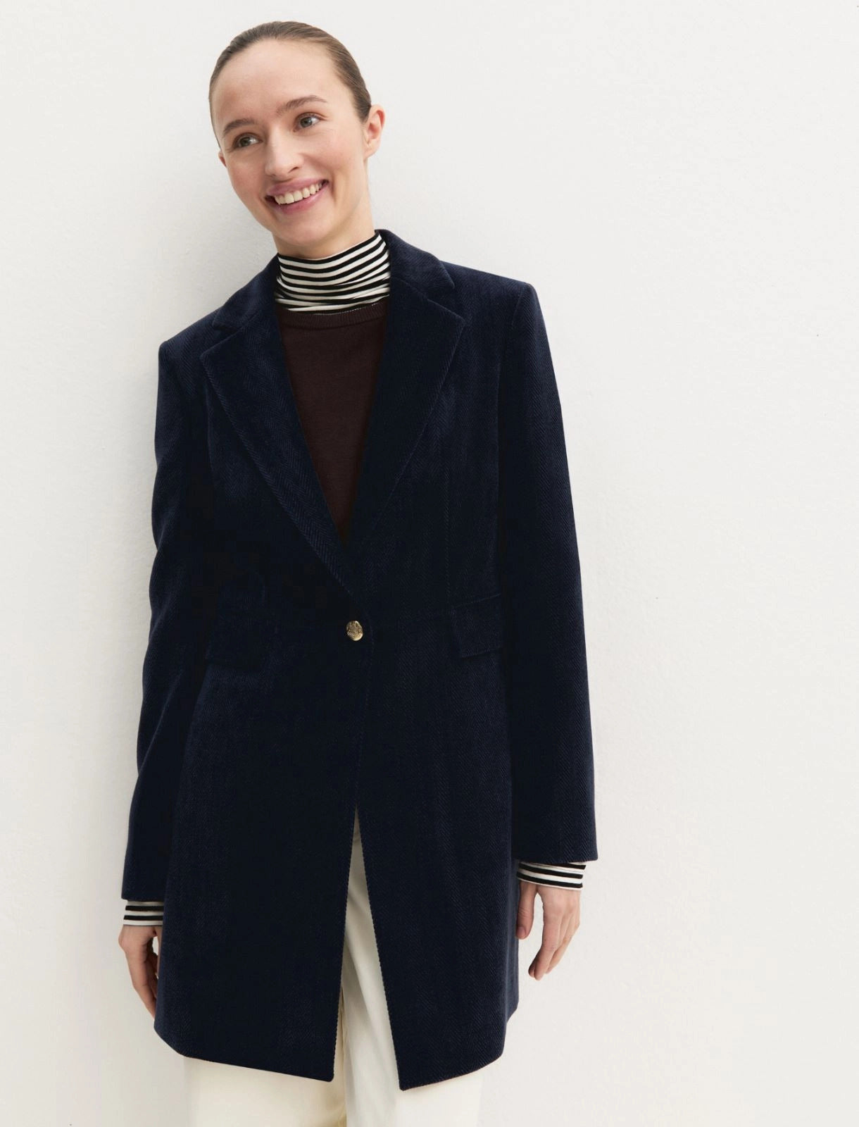 Cappotto in ciniglia stretch - NAVY
