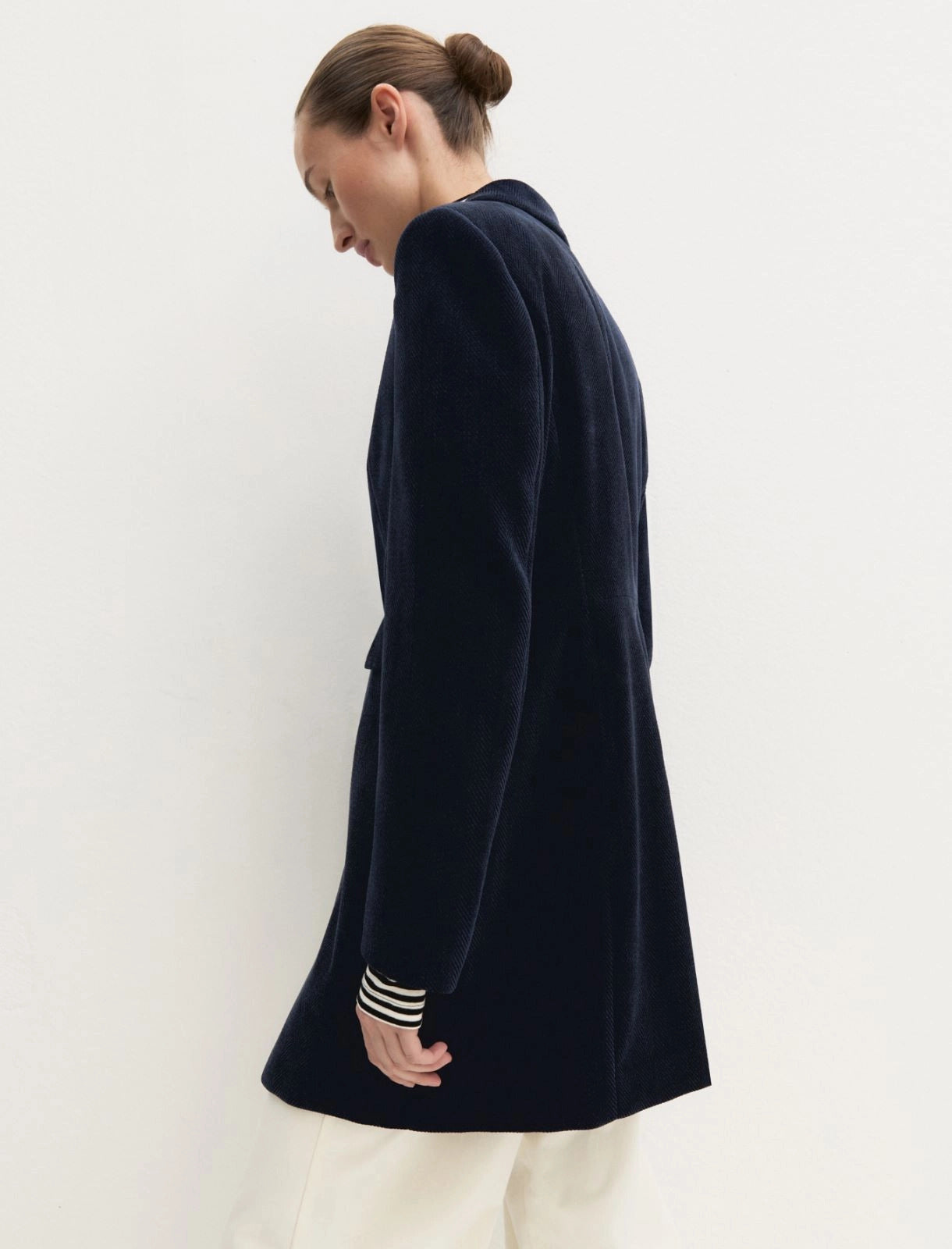Cappotto in ciniglia stretch - NAVY
