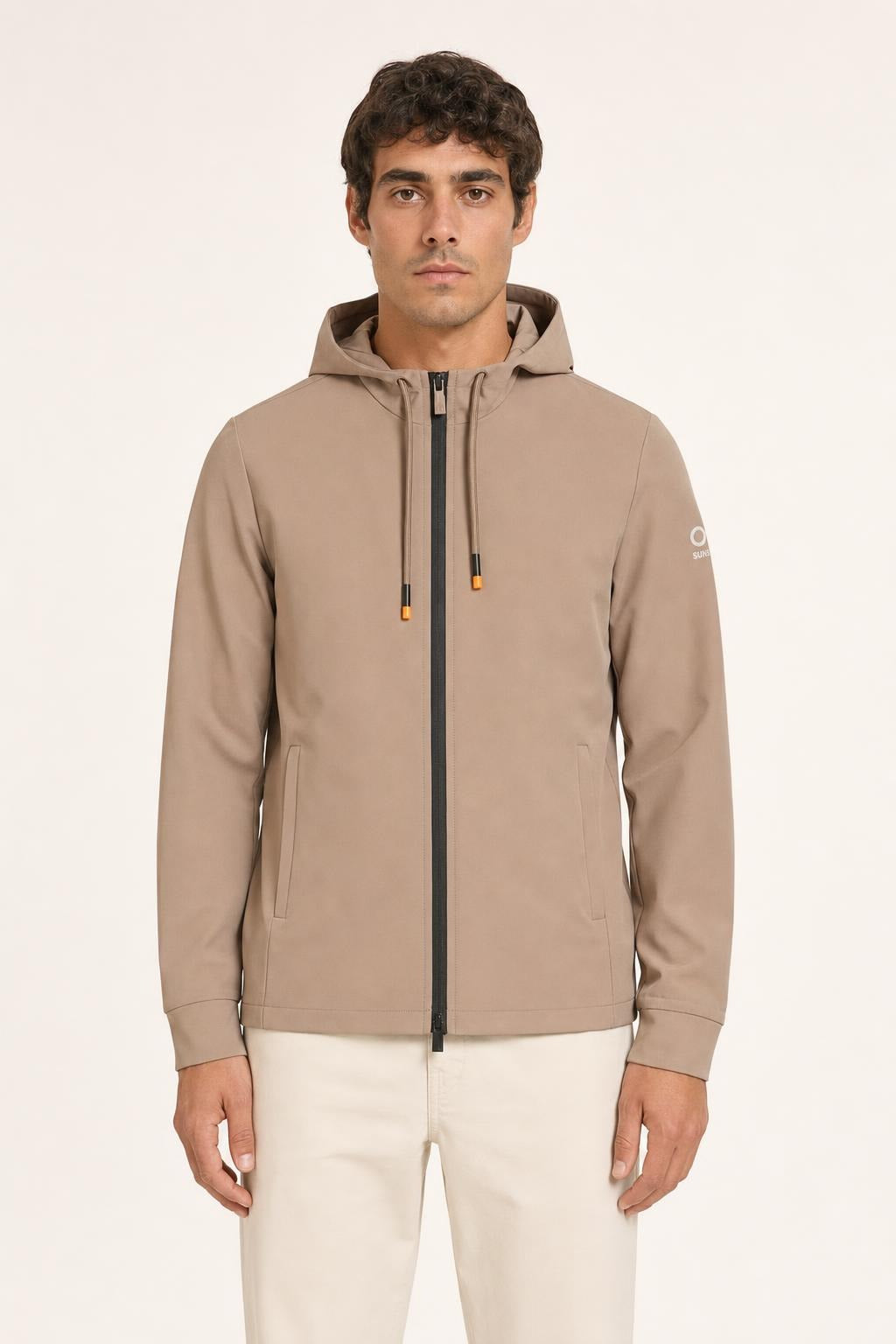 Felpa SunS con Cappuccio e Zip - Beige