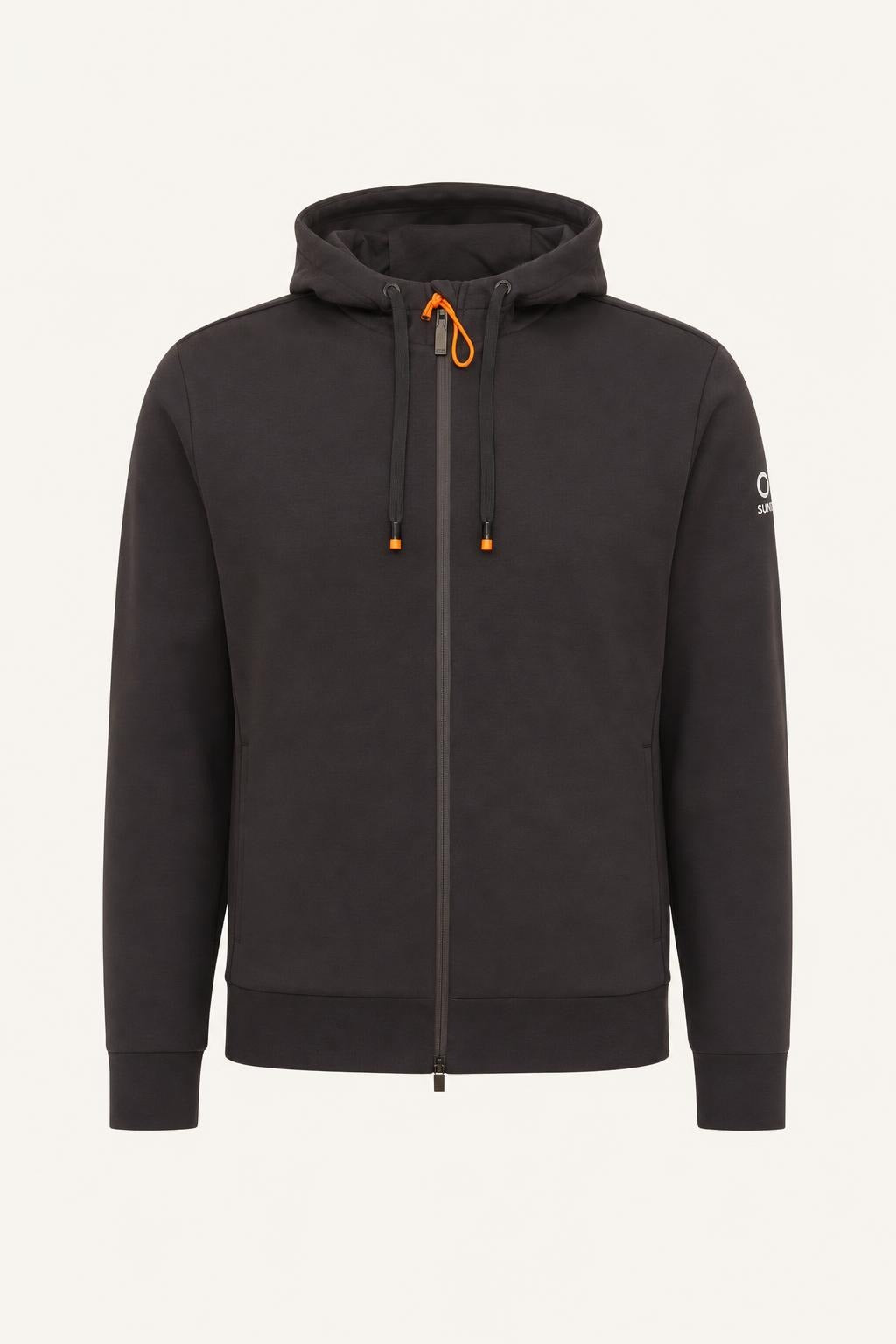 Felpa SunS con Cappuccio e Zip - Nero